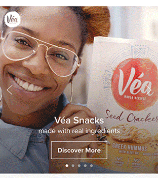 Vea Snack ad: The carousel helped this ad blend seamlessly with the news stream.